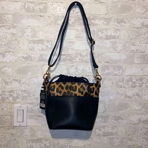 Leopard drawstring purse